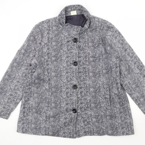 Preworn Womens Grey Herringbone  Jacket  Size L  Button