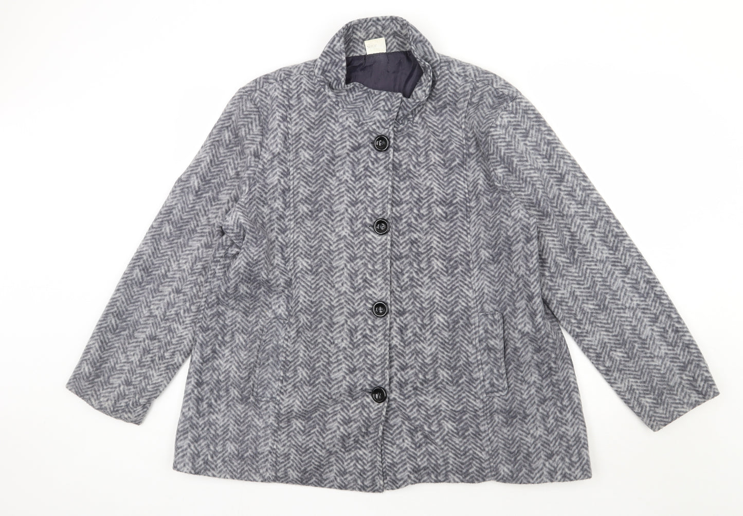 Preworn Womens Grey Herringbone  Jacket  Size L  Button