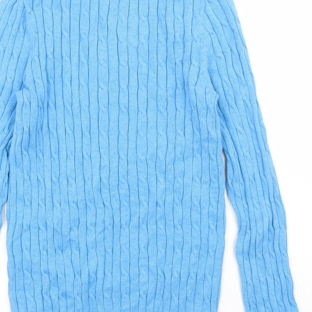 Crew Clothing Womens Blue V-Neck  Cotton Pullover Jumper Size 12