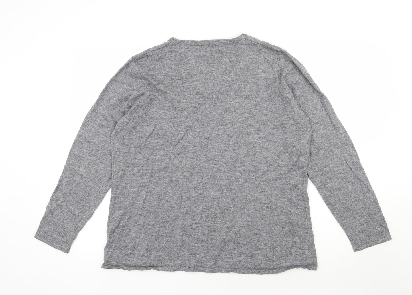 C&A Womens Grey V-Neck  Acrylic Pullover Jumper Size XL