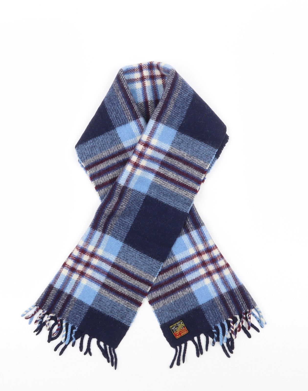 Sammy Mens Blue Plaid Wool Rectangle Scarf Scarf One Size