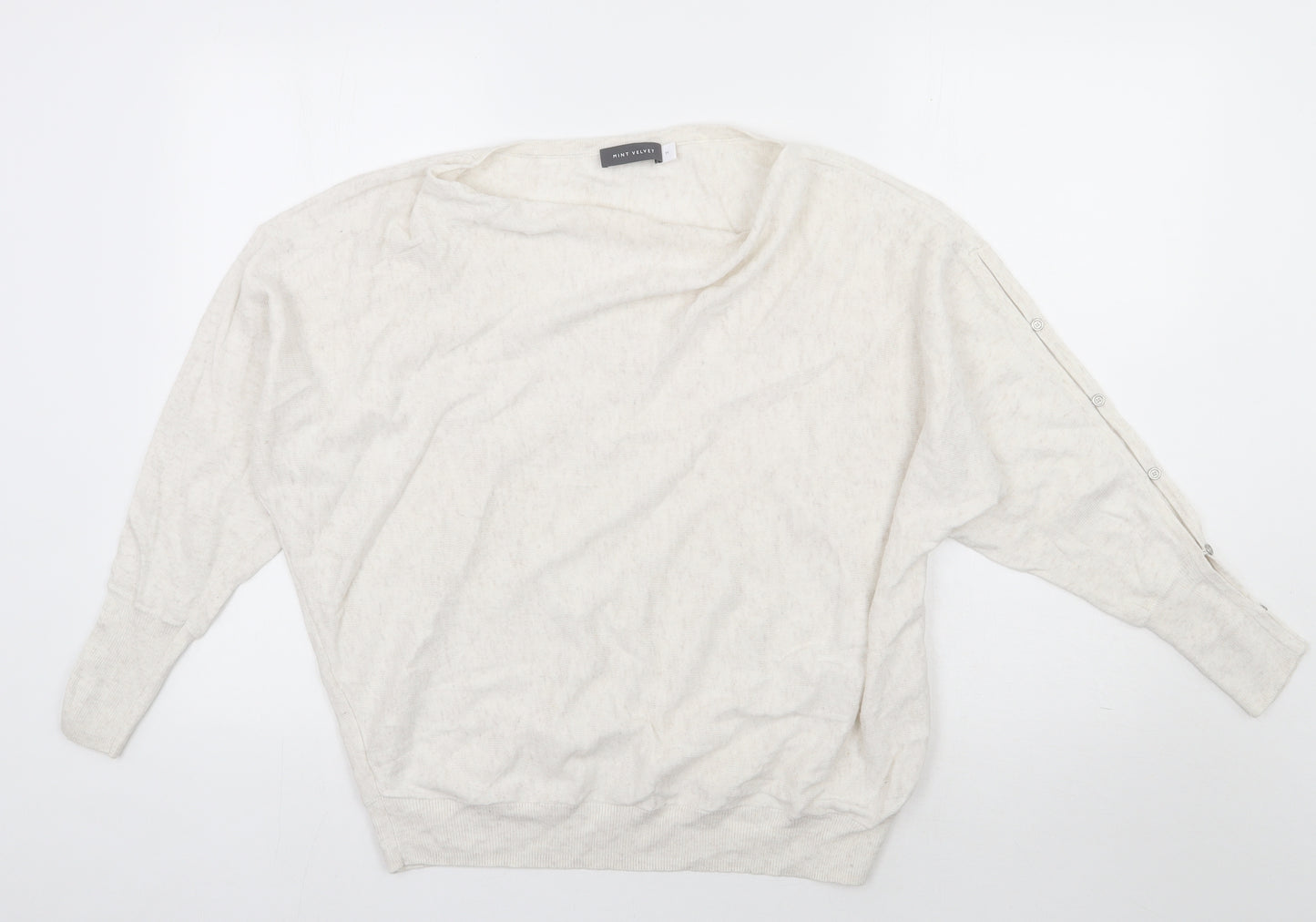 Mint Velvet Womens Ivory Cowl Neck  Cotton Pullover Jumper Size M