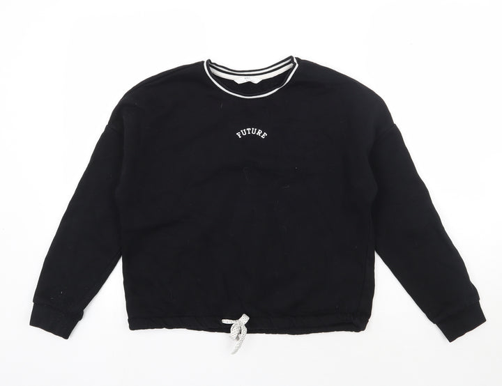 Marks and Spencer Girls Black  Cotton Pullover Sweatshirt Size 13-14 Years  Pullover - Future
