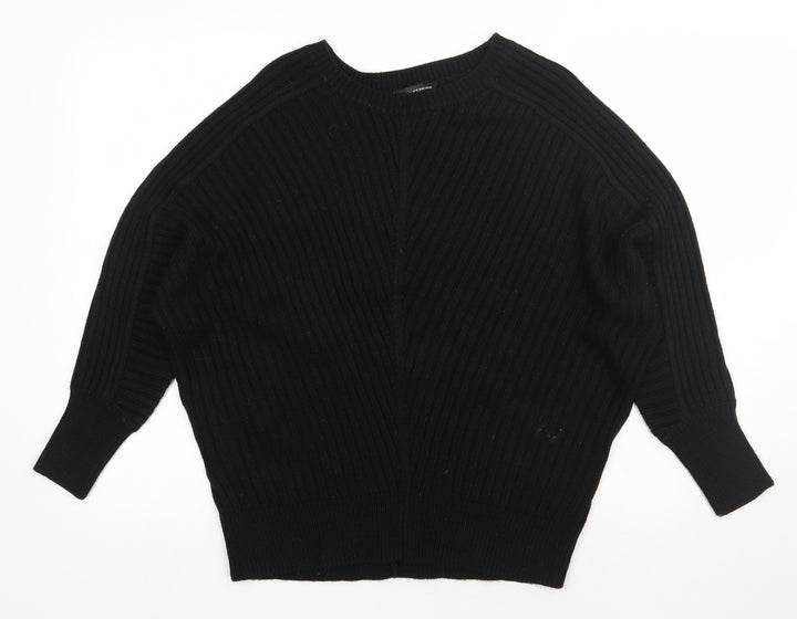 Dorothy Perkins Womens Black Round Neck  Acrylic Pullover Jumper Size 14