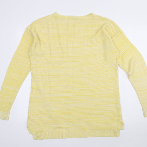 Peacocks Womens Yellow Boat Neck Striped Acrylic Pullover Jumper Size M