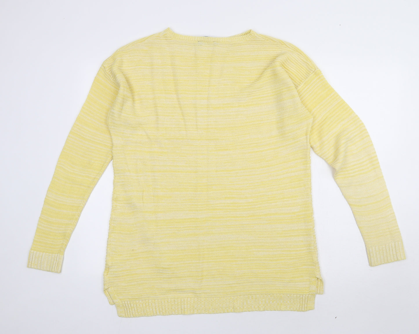 Peacocks Womens Yellow Boat Neck Striped Acrylic Pullover Jumper Size M