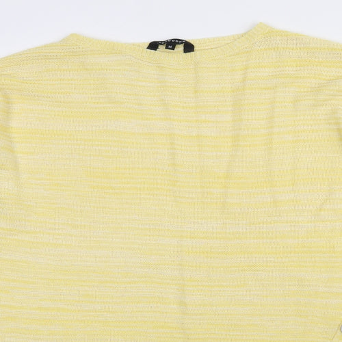 Peacocks Womens Yellow Boat Neck Striped Acrylic Pullover Jumper Size M