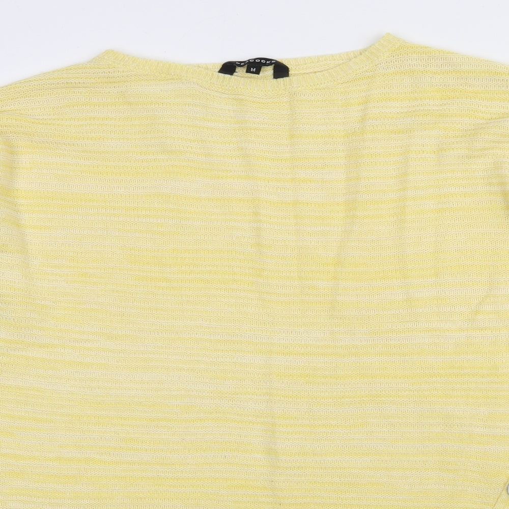 Peacocks Womens Yellow Boat Neck Striped Acrylic Pullover Jumper Size M