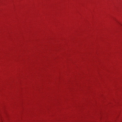 Marks and Spencer Womens Red V-Neck  Viscose Pullover Jumper Size 20