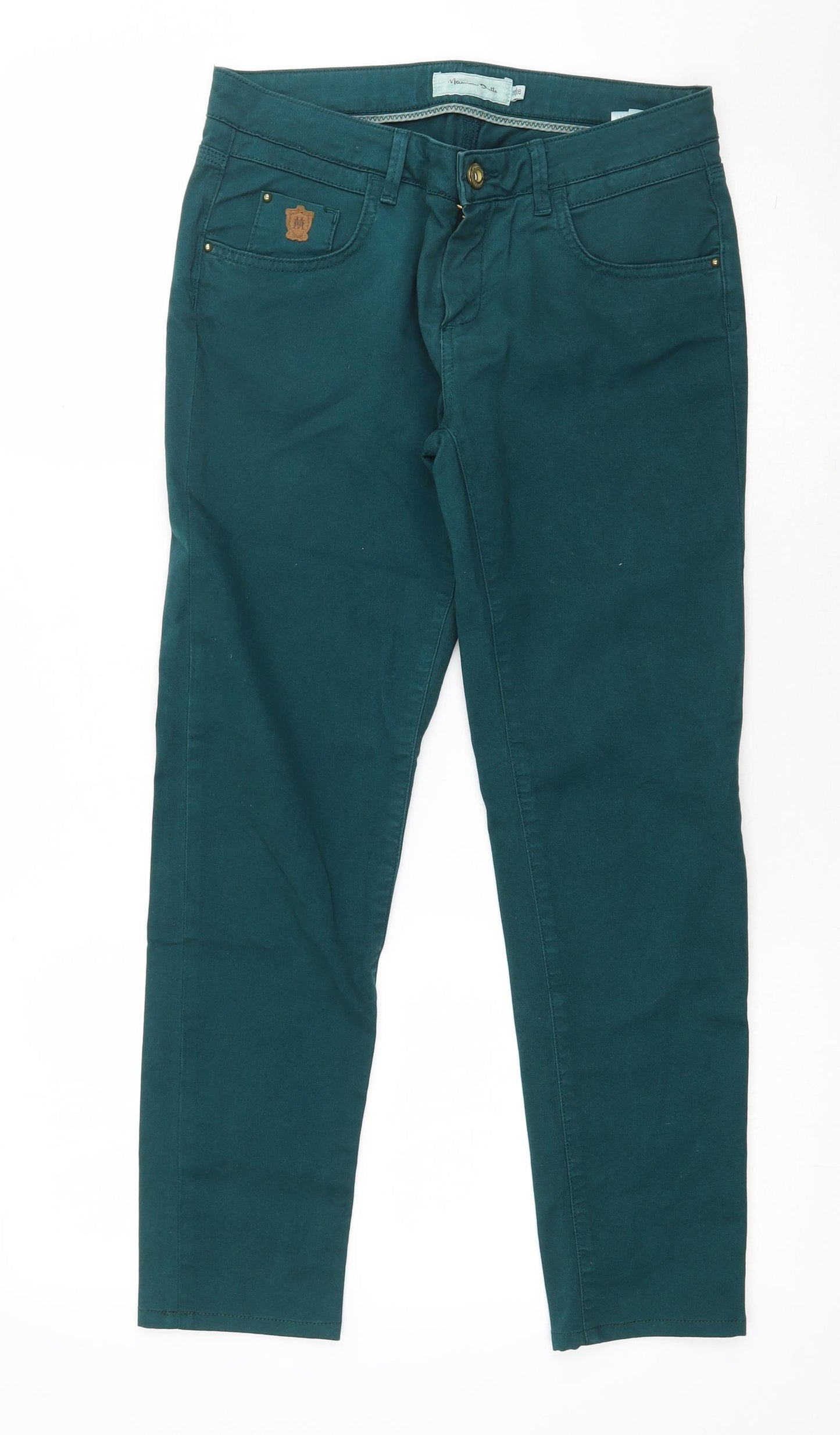 Massimo Dutti Womens Green  Cotton Skinny Jeans Size 8 L26 in Regular Button