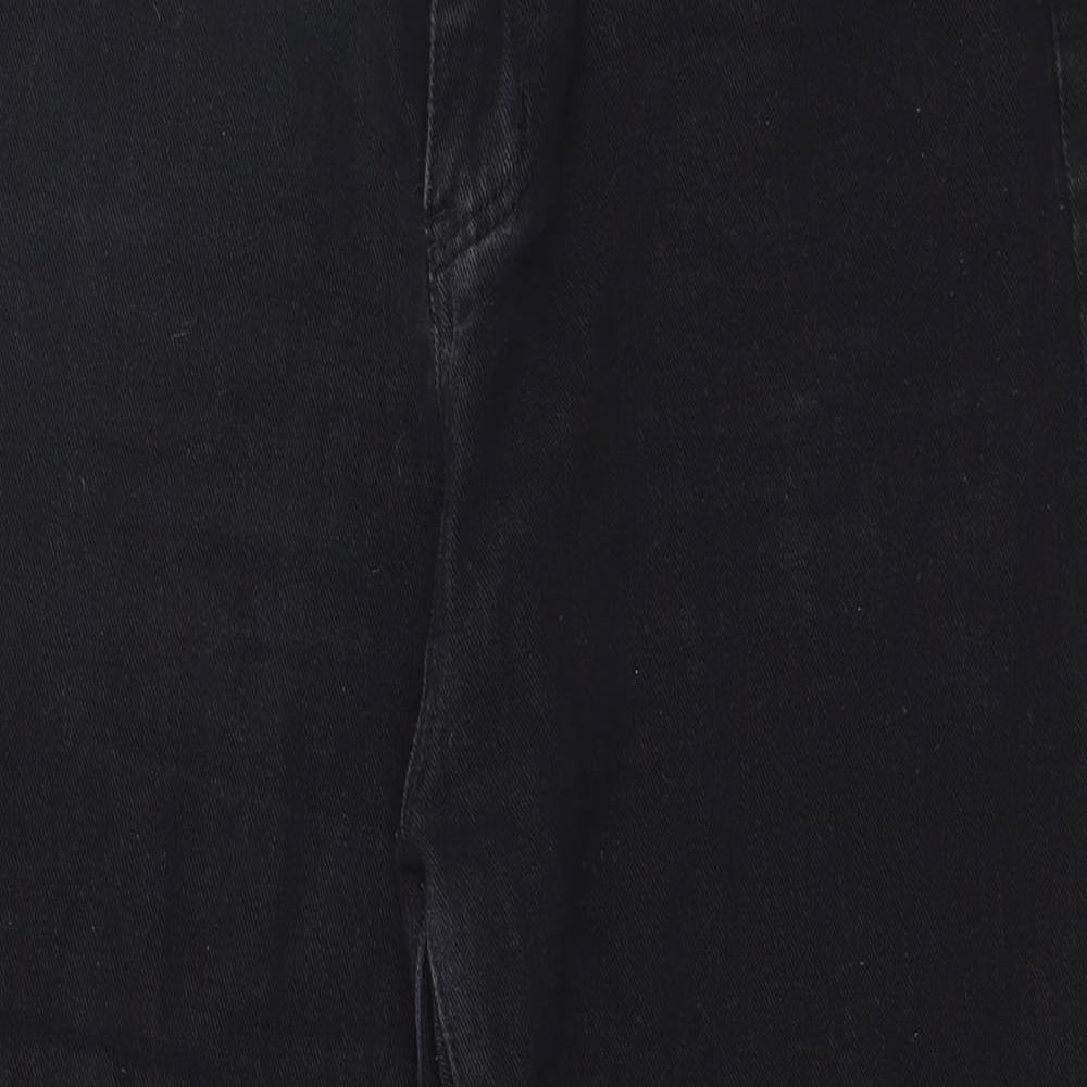 Boohoo Womens Black  Cotton Mom Jeans Size 16 L25 in Regular Button