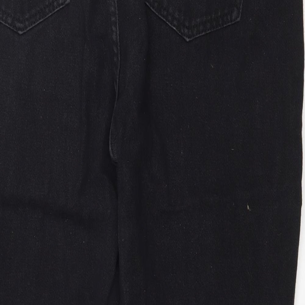 Boohoo Womens Black  Cotton Mom Jeans Size 16 L25 in Regular Button