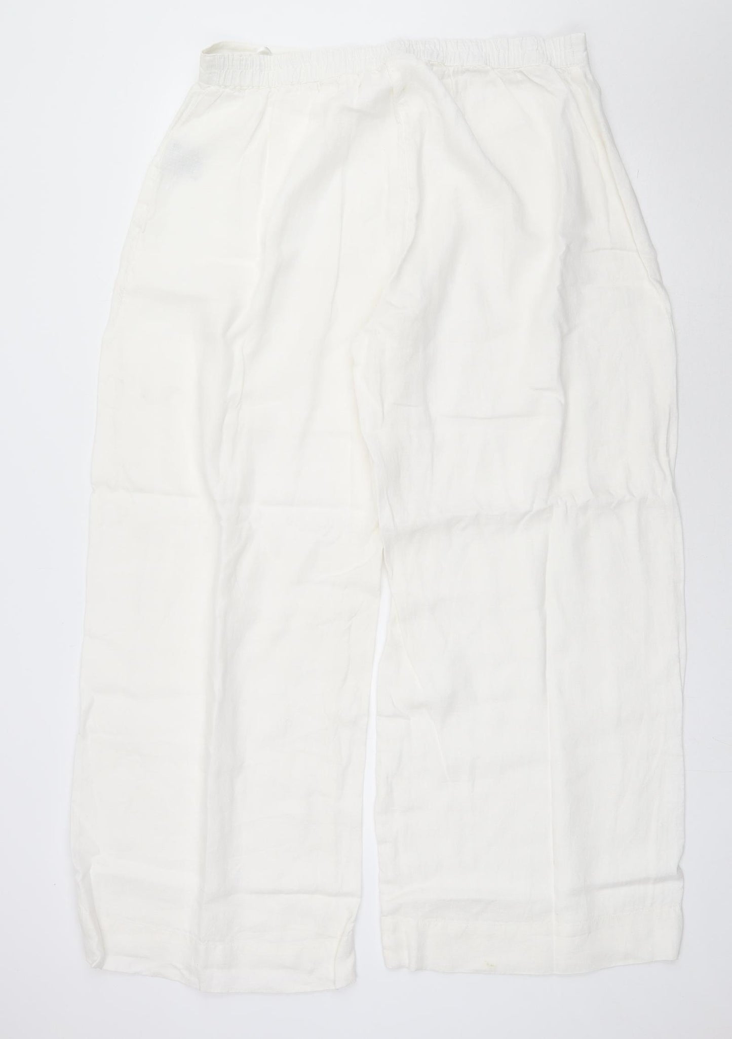 VETONO Womens White  Linen Trousers  Size 36 in L29 in Regular Zip