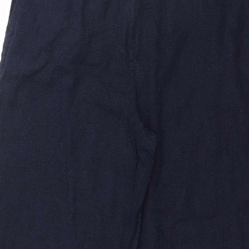 F&F Womens Blue  Linen Trousers  Size 14 L28 in Regular Zip