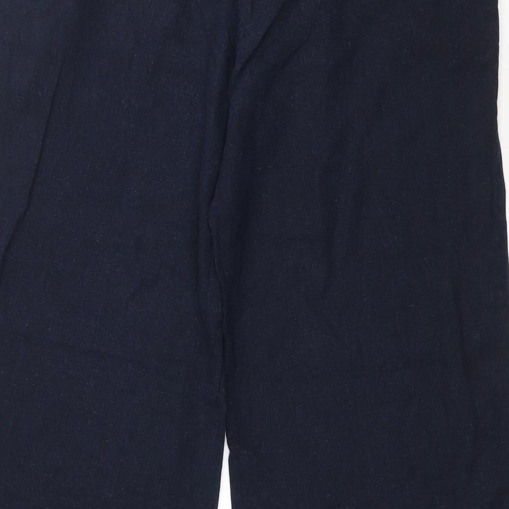 F&F Womens Blue  Linen Trousers  Size 14 L28 in Regular Zip