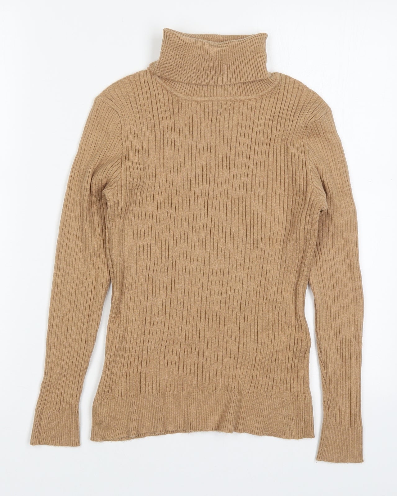 Primark Womens Beige Roll Neck  Viscose Pullover Jumper Size 14