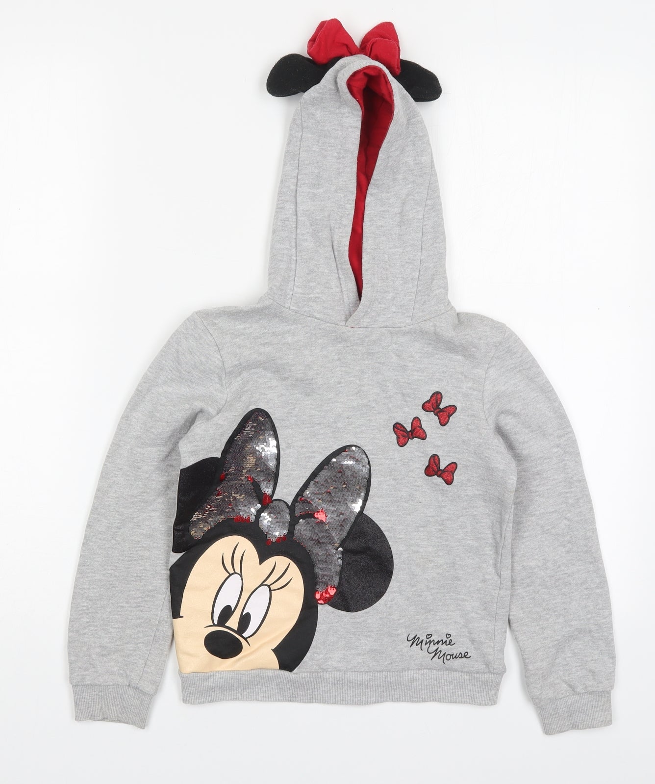 Primark Girls Grey  Cotton Pullover Hoodie Size 7-8 Years  Pullover - Minnie Mouse