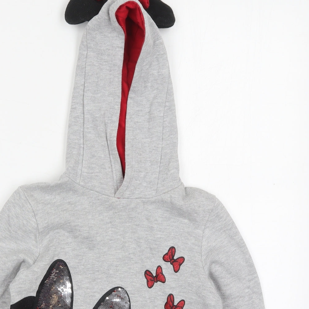 Primark Girls Grey  Cotton Pullover Hoodie Size 7-8 Years  Pullover - Minnie Mouse