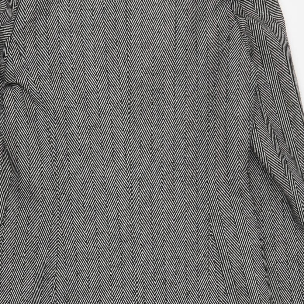 Dorothy Perkins Womens Grey Herringbone  Pea Coat Coat Size 14  Button