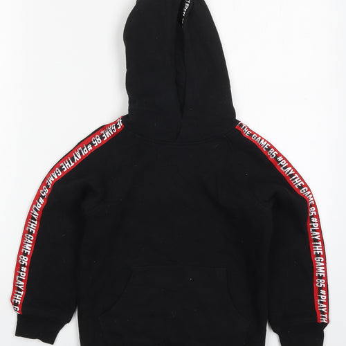 Matalan Boys Black  Cotton Pullover Hoodie Size 7 Years  Pullover - Play The Game