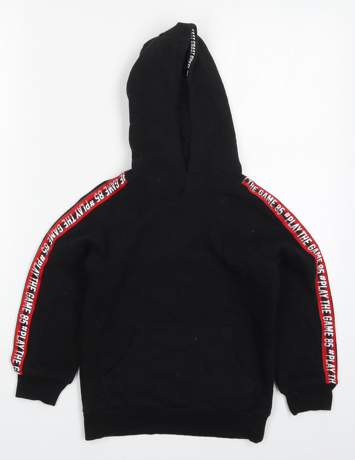 Matalan Boys Black  Cotton Pullover Hoodie Size 7 Years  Pullover - Play The Game