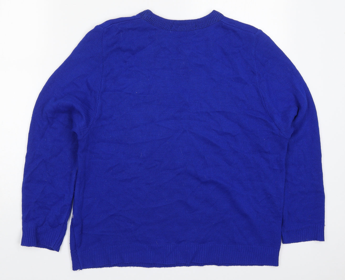 Pure & Natural Womens Blue Round Neck  Acrylic Pullover Jumper Size XL   - Penguin