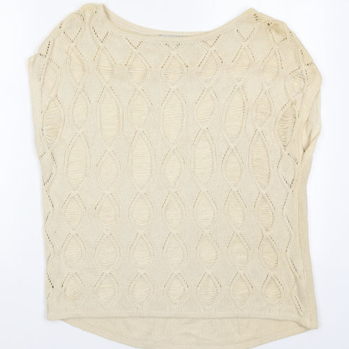 George Womens Beige Round Neck  Cotton Pullover Jumper Size 10