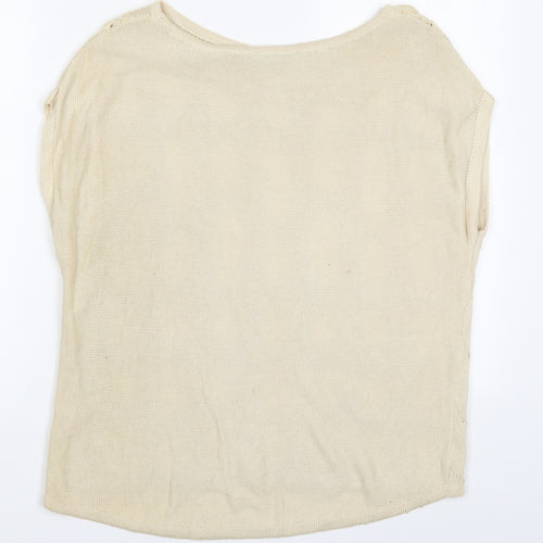 George Womens Beige Round Neck  Cotton Pullover Jumper Size 10