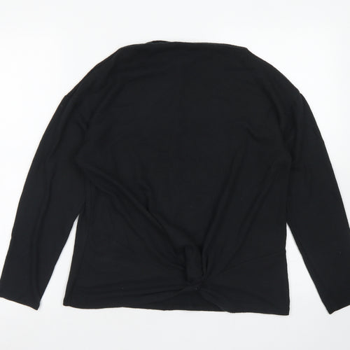 George Womens Black  Polyester Basic T-Shirt Size 10 Boat Neck - knot front
