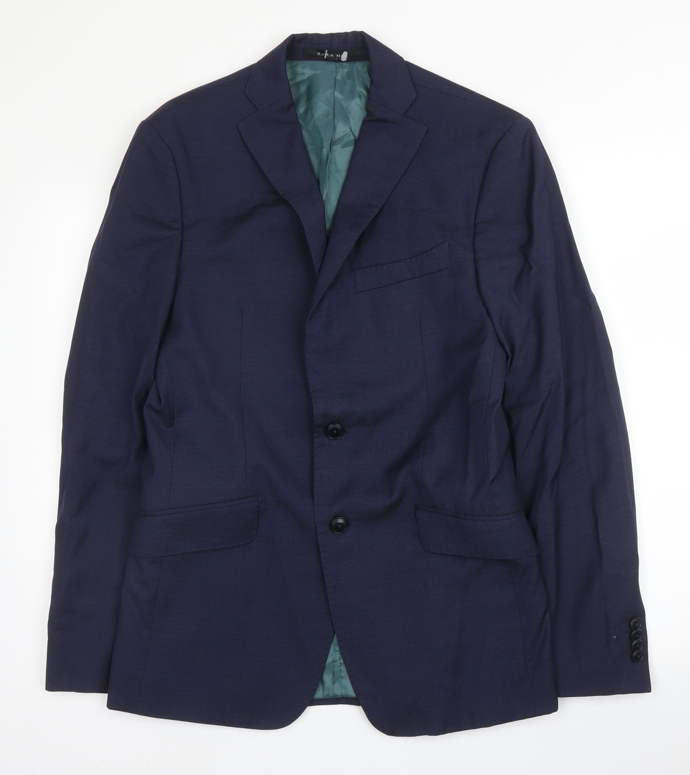 Zara Mens Blue  Wool Jacket Suit Jacket Size 38