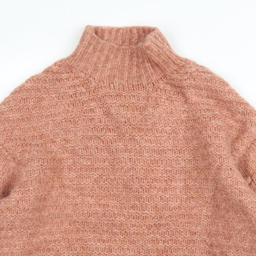 George Womens Pink High Neck  Acrylic Pullover Jumper Size S