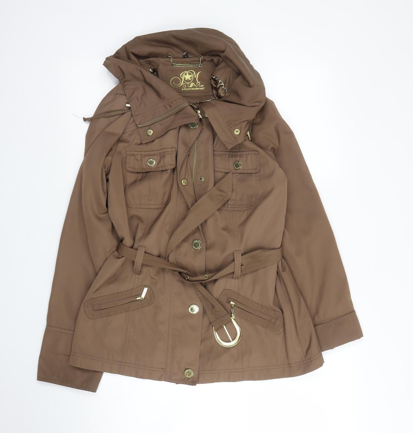 Debenhams Womens Brown   Military Jacket Coat Size 14  Zip