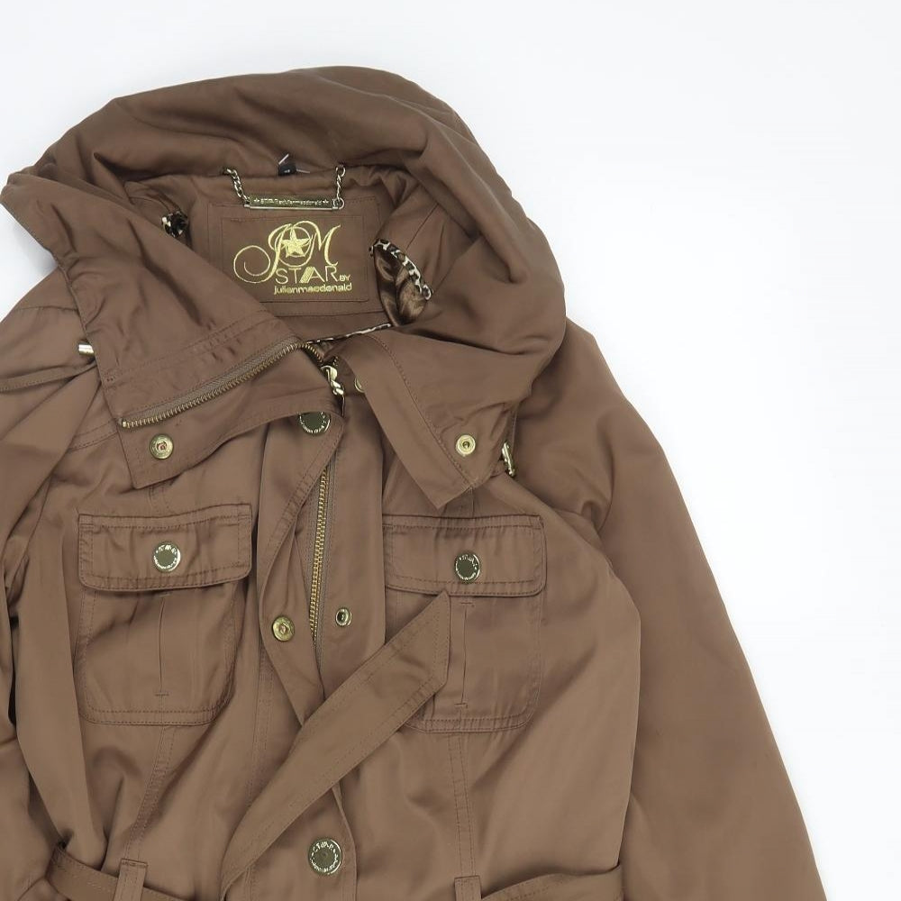 Debenhams Womens Brown   Military Jacket Coat Size 14  Zip