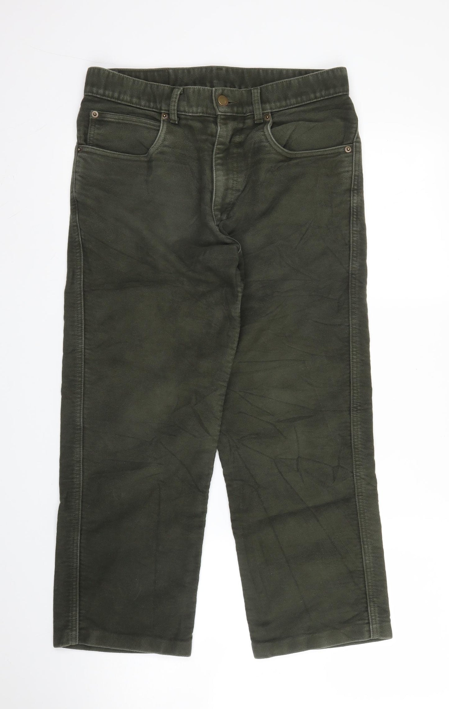 Hoggs of Fife Mens Green  Cotton Capri Trousers Size 30 L23 in Regular Zip