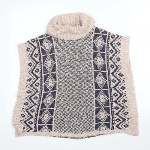 Matalan Girls Pink Roll Neck Fair Isle Acrylic Pullover Jumper Size 8 Years