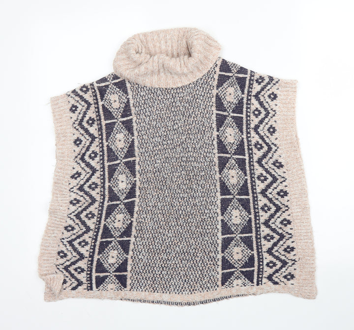 Matalan Girls Pink Roll Neck Fair Isle Acrylic Pullover Jumper Size 8 Years