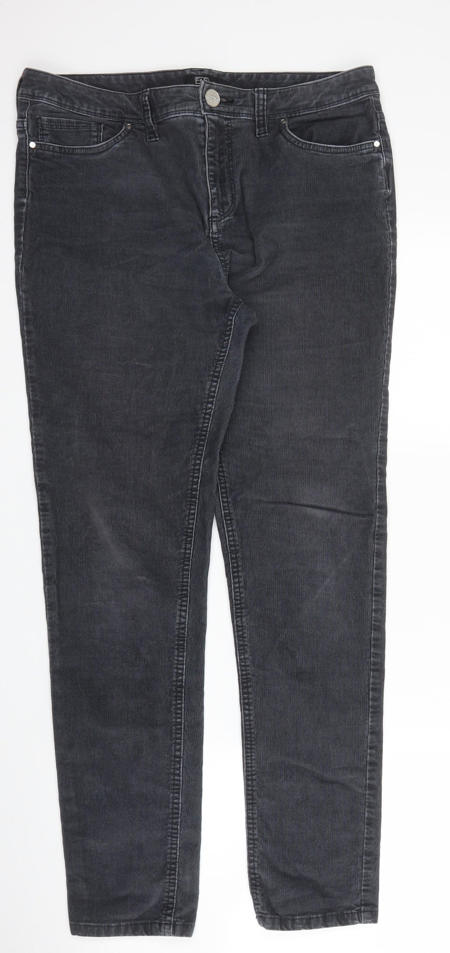 F&F Womens Grey  Cotton Skinny Jeans Size 12 L28 in Regular Zip