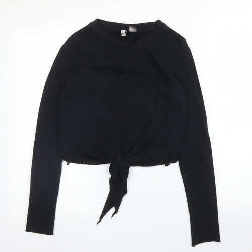 H&M Womens Black Round Neck  Cotton Pullover Jumper Size XS
