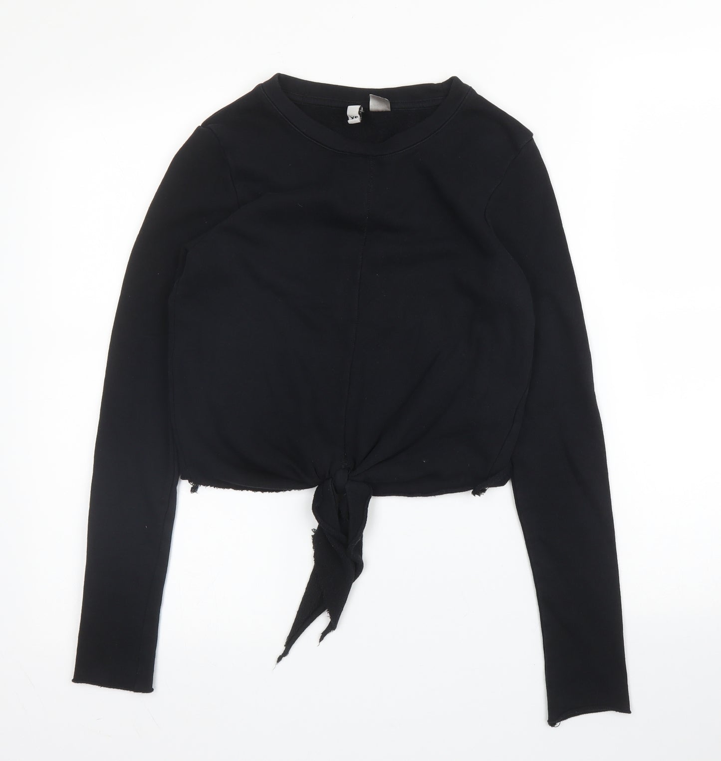 H&M Womens Black Round Neck  Cotton Pullover Jumper Size XS