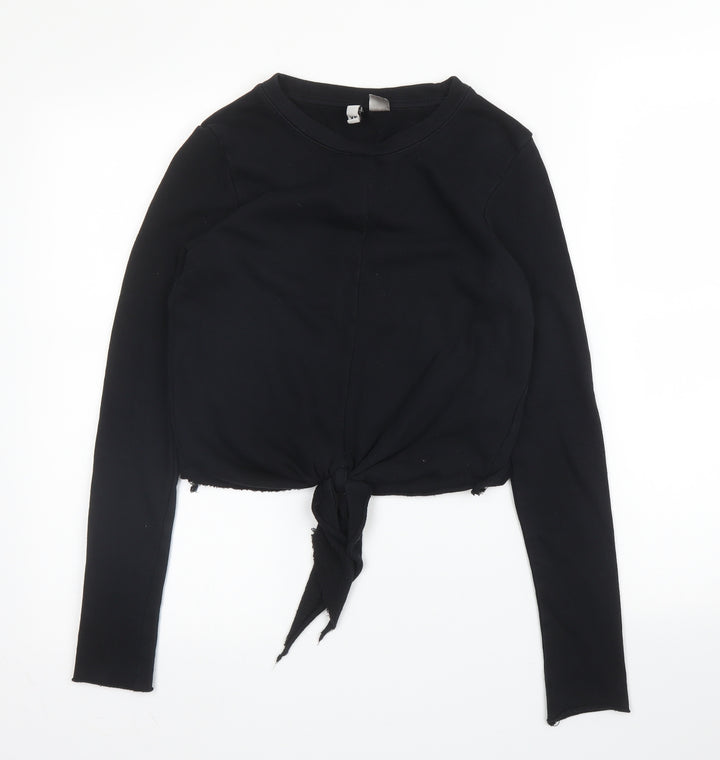 H&M Womens Black Round Neck  Cotton Pullover Jumper Size XS