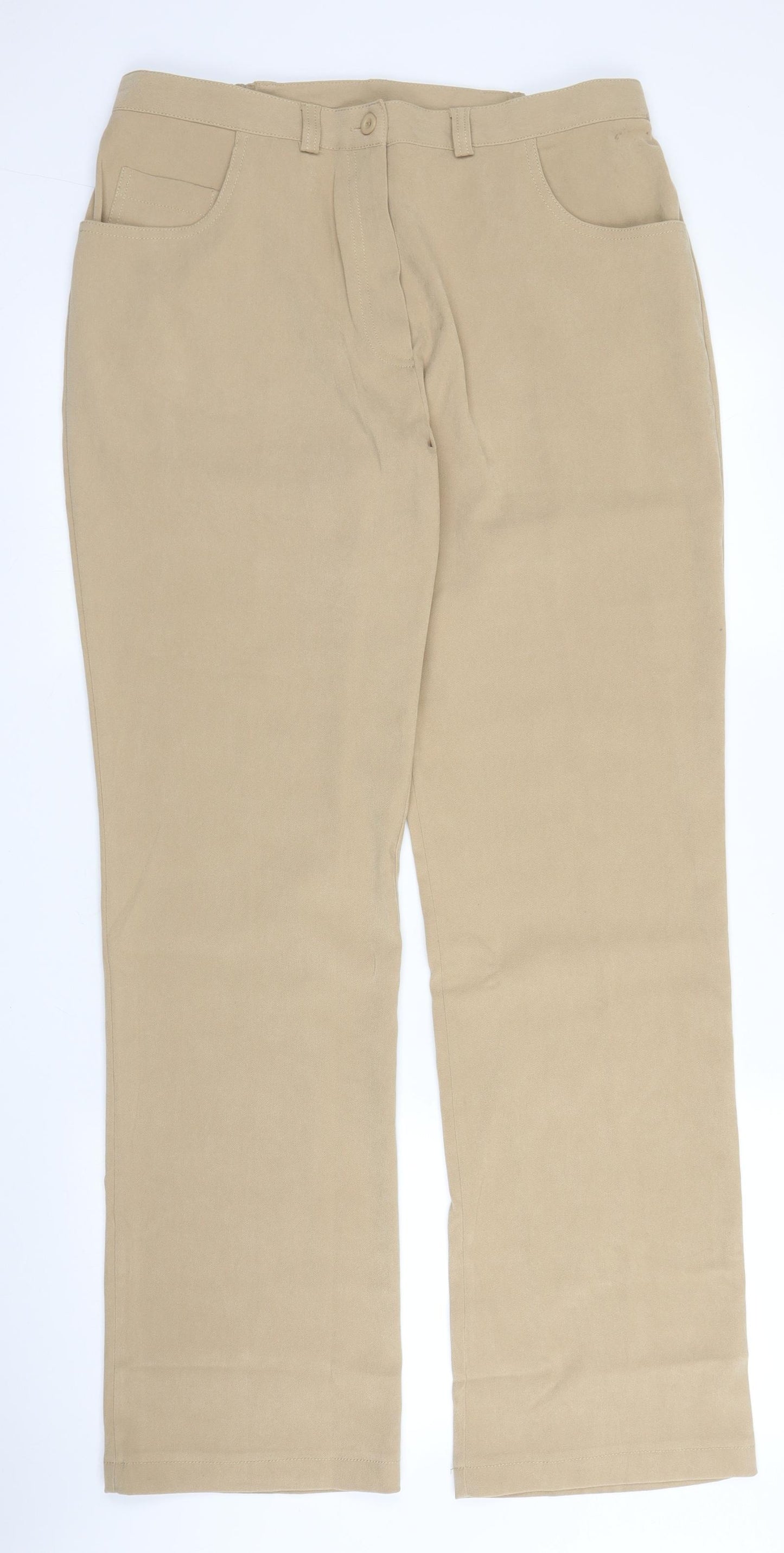 Casual Comfort Womens Beige  Polyester Trousers  Size 16 L30 in Regular