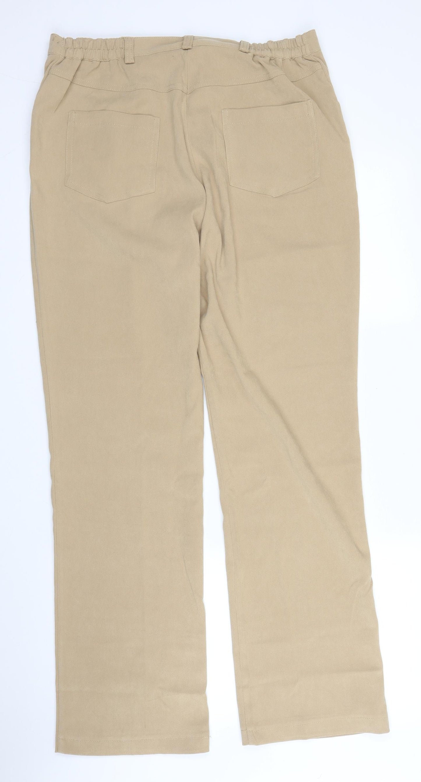 Casual Comfort Womens Beige  Polyester Trousers  Size 16 L30 in Regular