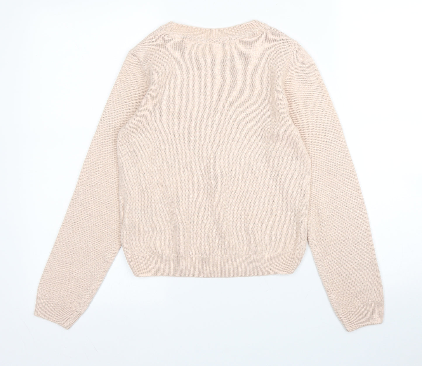 H&N Girls Pink Round Neck  Acrylic Pullover Jumper Size 9 Years   - Christmas