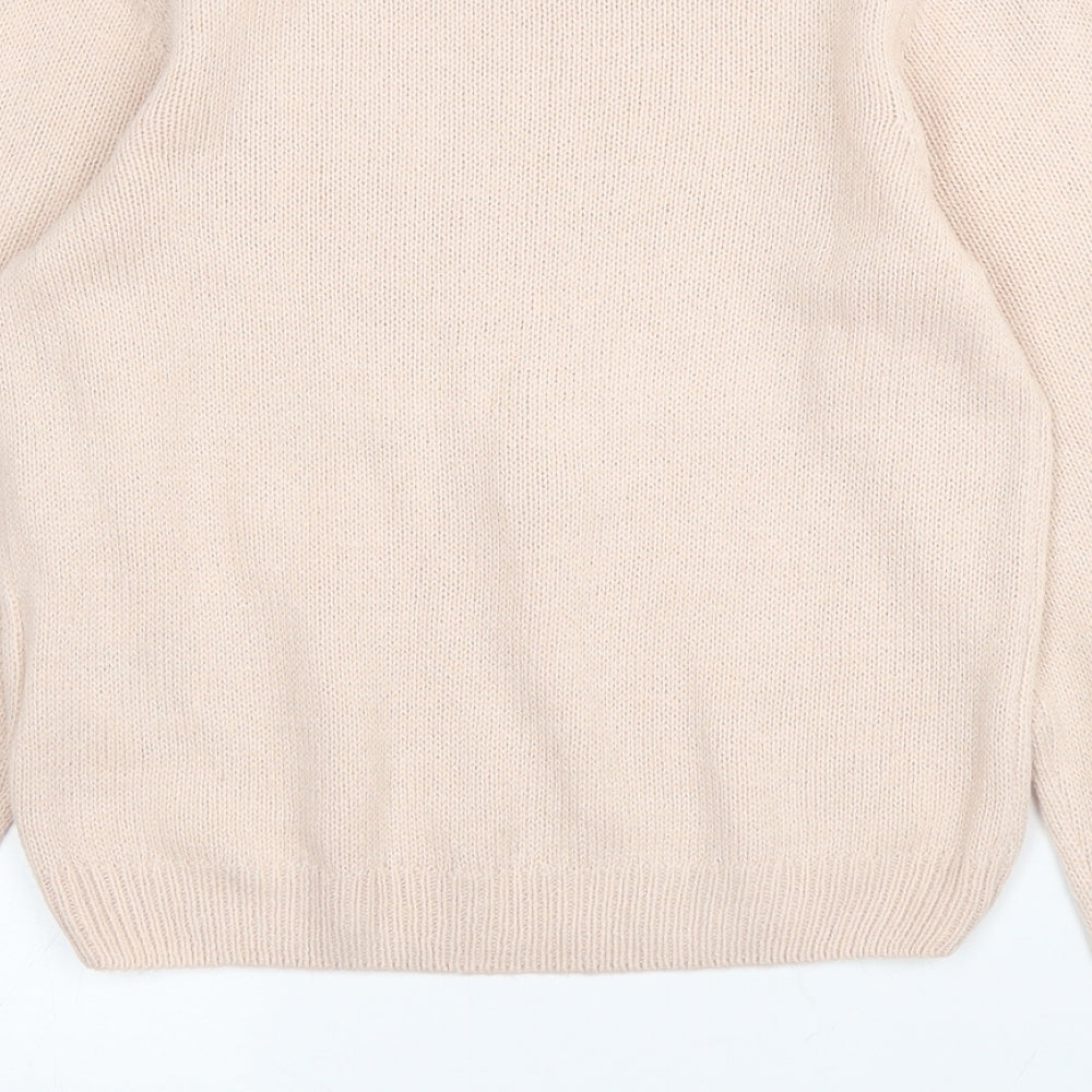 H&N Girls Pink Round Neck  Acrylic Pullover Jumper Size 9 Years   - Christmas