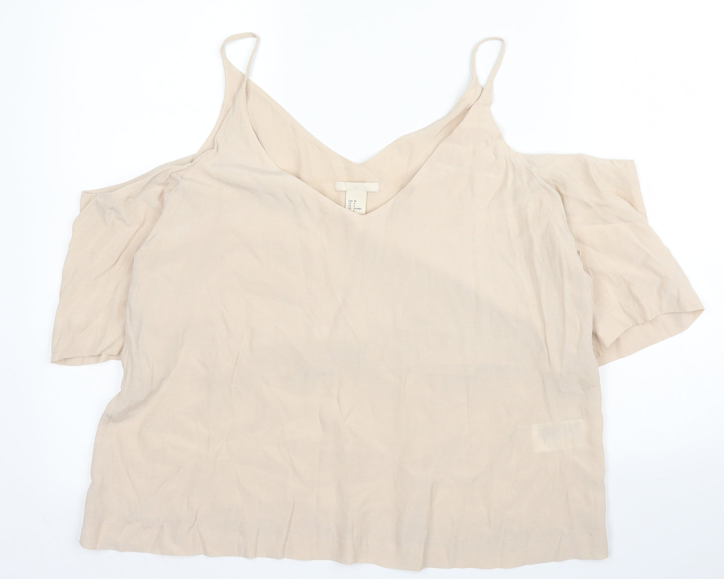 H&M Womens Beige  Viscose Camisole Blouse Size 10 V-Neck
