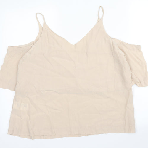 H&M Womens Beige  Viscose Camisole Blouse Size 10 V-Neck