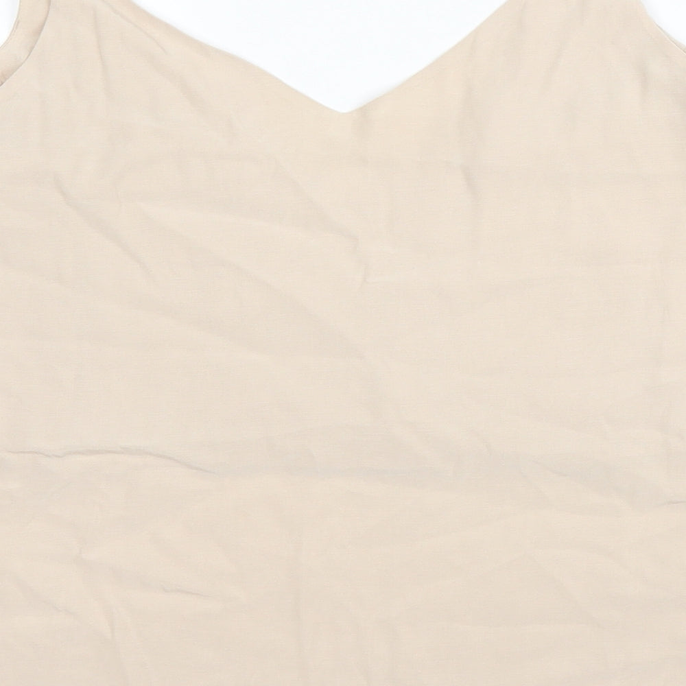 H&M Womens Beige  Viscose Camisole Blouse Size 10 V-Neck