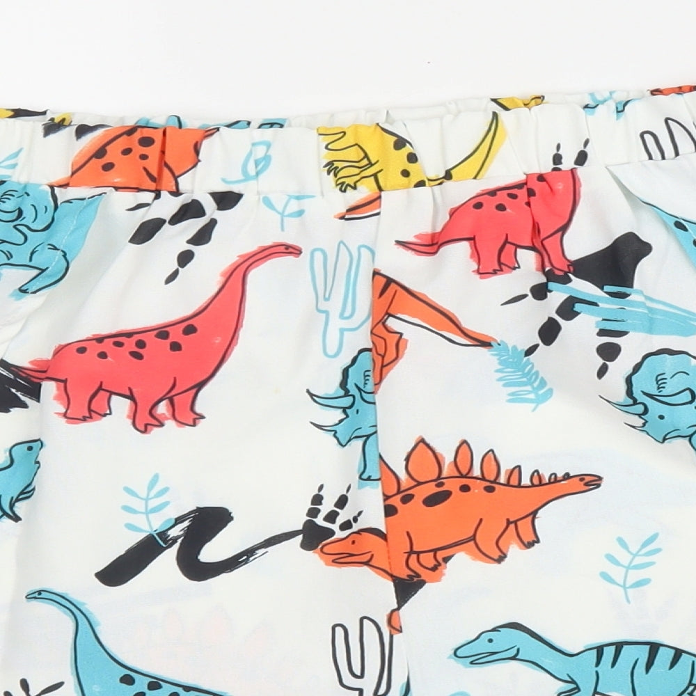 Preworn Mens White  Polyester Sweat Shorts Size XL  Regular  - Dinosaur