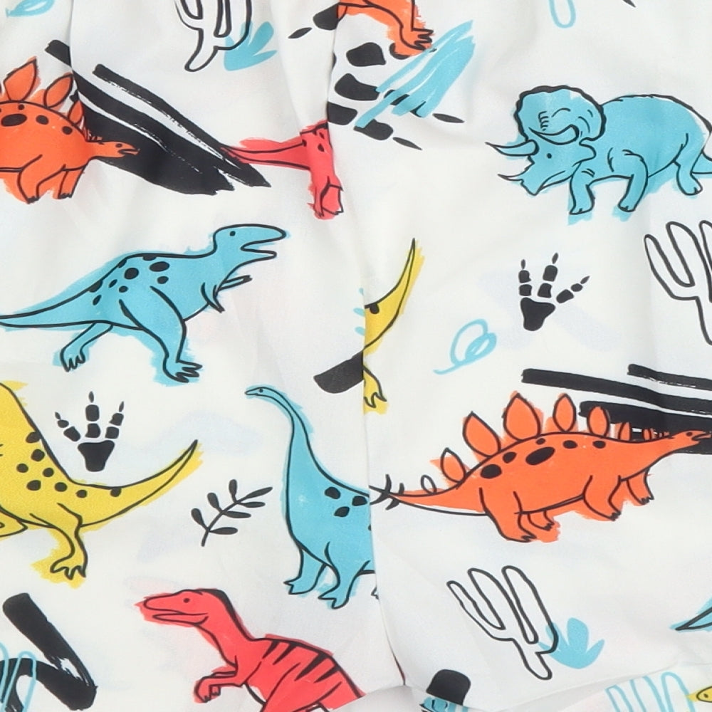 Preworn Mens White  Polyester Sweat Shorts Size XL  Regular  - Dinosaur