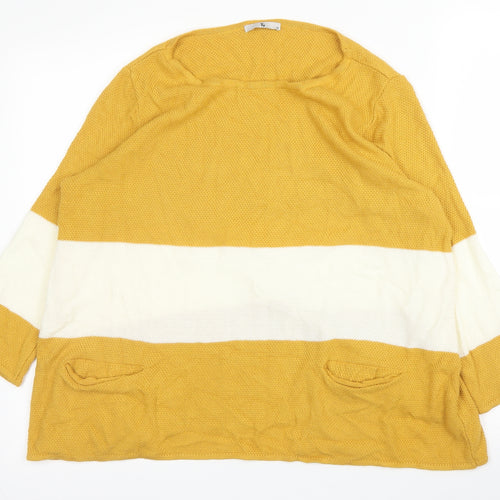 TU Womens Yellow Round Neck  Acrylic Pullover Jumper Size 14